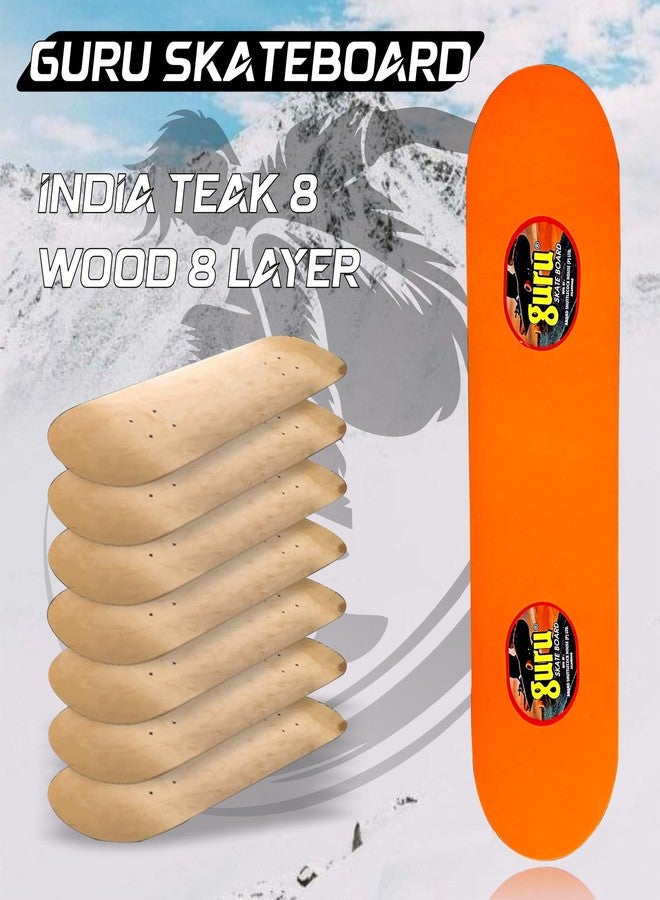 GURU Large Wooden Non-Slip Skateboard for Kids, Adult 30 inch x 8 inch Skateboard (Orange, Pack of 1) - Image 3